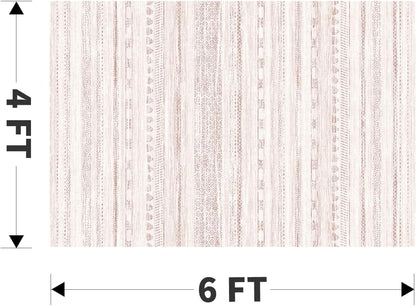 4x6 Pink Area Rugs for Living Room Machine Washable Rug Distressed Girls Nursery Rug Indoor Carpet Neutral Moroccan Boho Ultra Soft Area Rug for Bedroom Dining Room Playroom Office