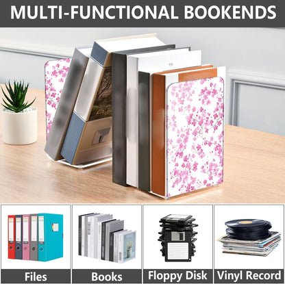 Light Pink Small Floral 8 Bookends Book Ends for Shelves Heavy Books Stopper Decorative Acrylic Non-Slip 1 Pair