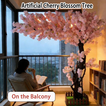 Large Artificial Cherry Blossom Trees Pink 6.6ft for Indoor Outdoor Home Decor,Tall Fake Japanese Cherry Blossom Wishing Trees for Living Room Garden Party,Wedding,Courtyards,Centerpieces