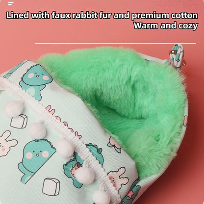 Sugar Gliders Sleeping Pouch Bag Small Pet Faux Rabbit Velvet Hanging Warm Comfortable Nest Bed for Small Animals Squirrels Marmosets Rats Hamster (Pink)