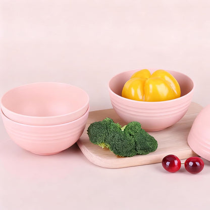 Cereal Bowls, Unbreakable Wheat Straw Bowl Set of 4 Reusable Fiber Lightweight Bowls Set - Dishwasher & Microwave Safe - Perfect for Snacks, Cereal, Ice Cream, Soup, Rice Bowls(5.3IN Pink)