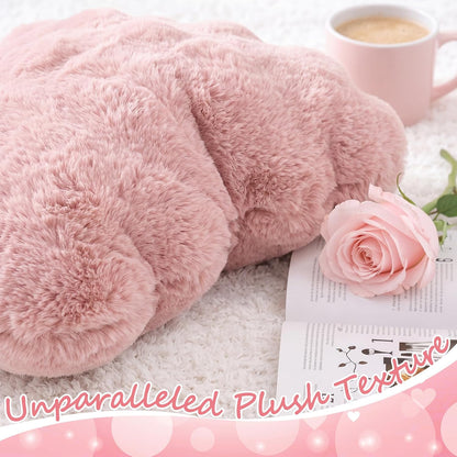 Novabright 15.7 Inch Pink Heart Throw Pillows Heart Shaped Pillow Plush Faux Cute Pillows for Women Valentine Anniversary Couch Bed Bedroom Room Home Decoration Aesthetic