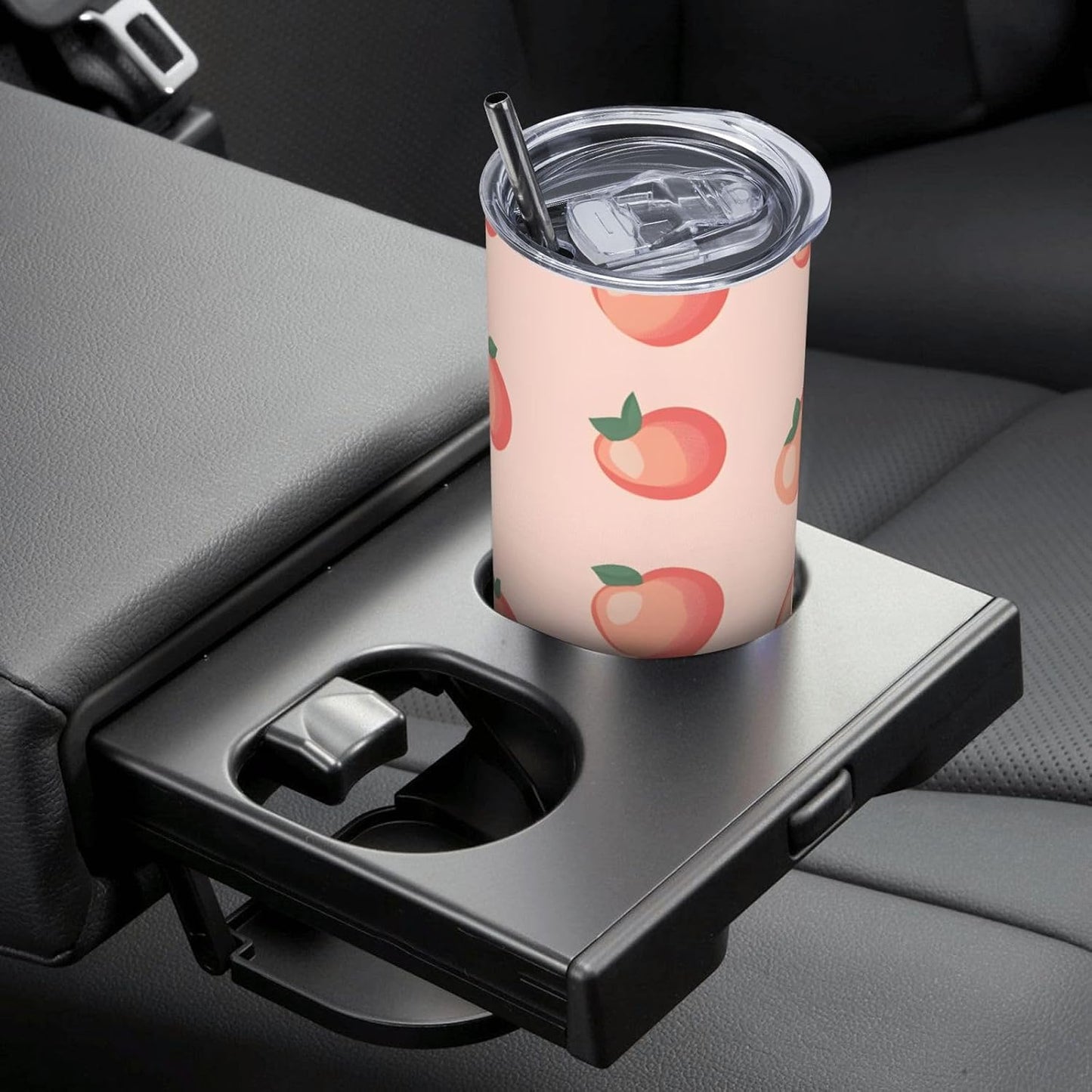 20oz Stainless Steel Tumbler with Lid & Straw, Pink Peach Pattern Insulated Coffee Travel Mug for Men Women, Straight Tumbler Cup for Hot & Cold, Reusable Tumbler for Home Office Car