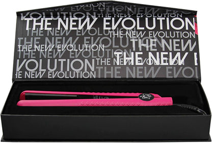 Evalectric Classic Styler Hair Straightener - 1.25" Ceramic Flat Iron with Floating Plates - Dual Voltage Hair Straightener - Negative Ion Technology - Travel Friendly - Pink