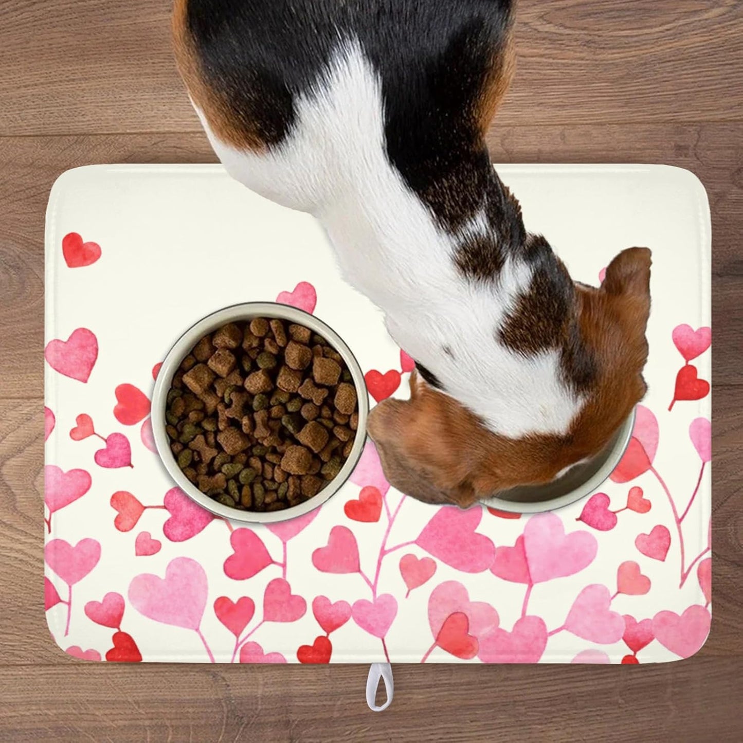 Valentine's Day Dish Drying Mat for Kitchen Counter Pink Love Heart Pattern Drying Mat 18x24 Inch Valentines Holiday Absorbent Dish Drainer Mat Kitchen Accessories
