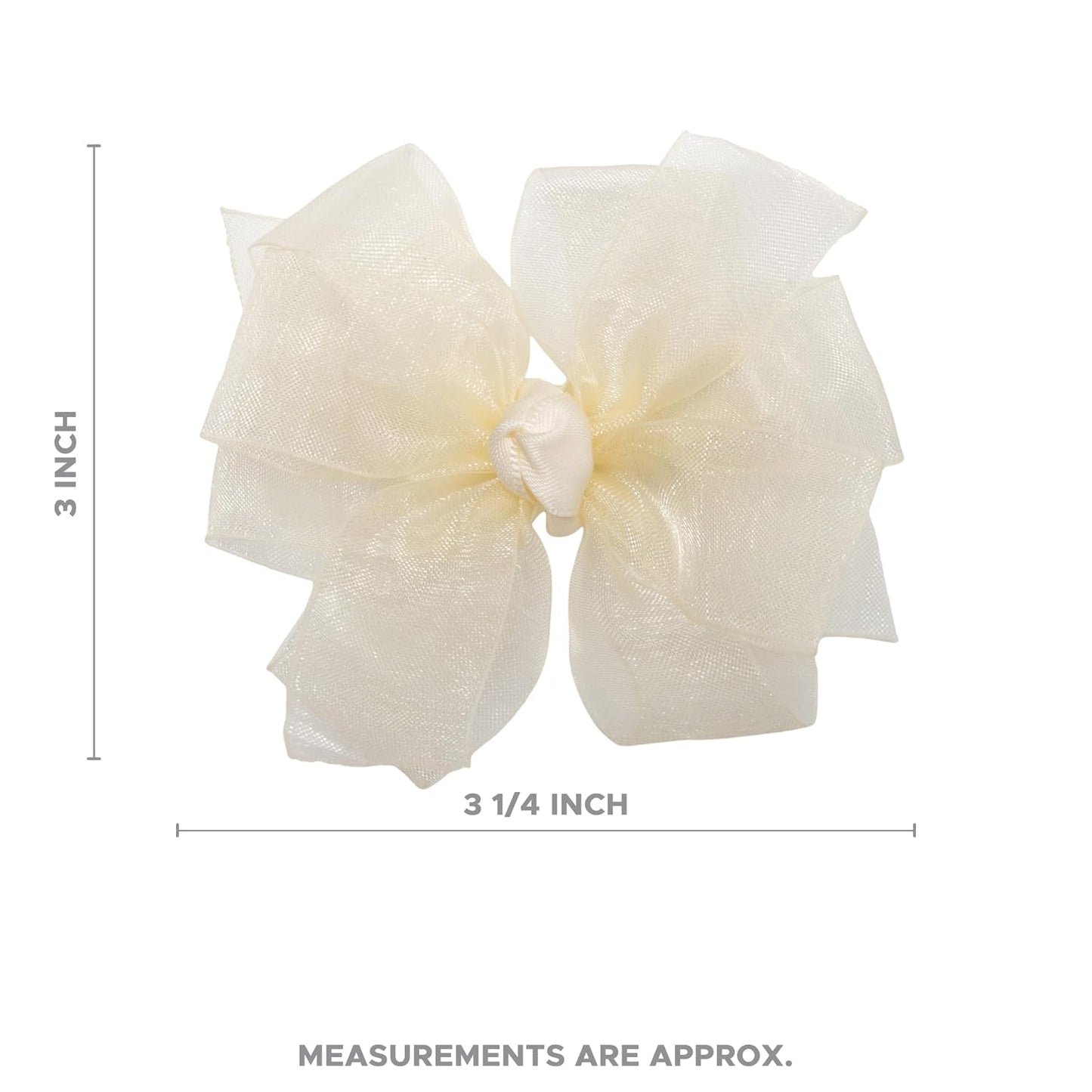 HAIRBOWS Girls' Double Organza Hair Bow with a Knot Wrap Center on a Clip, All Ages and Hair Types, 3 Inch Bow, Light Pink