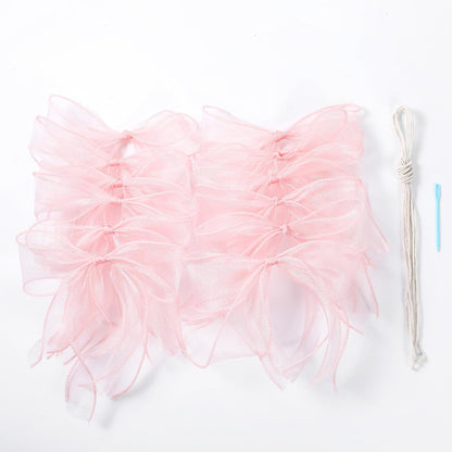 12Pcs Pink Bow Garland, Tulle Bow Garland Pink Bowknot Banner for Party Decoration, Wedding, Birthday, Engagement, Anniversary, Bridal Shower, Bachelorette Party, Baby Shower Decor