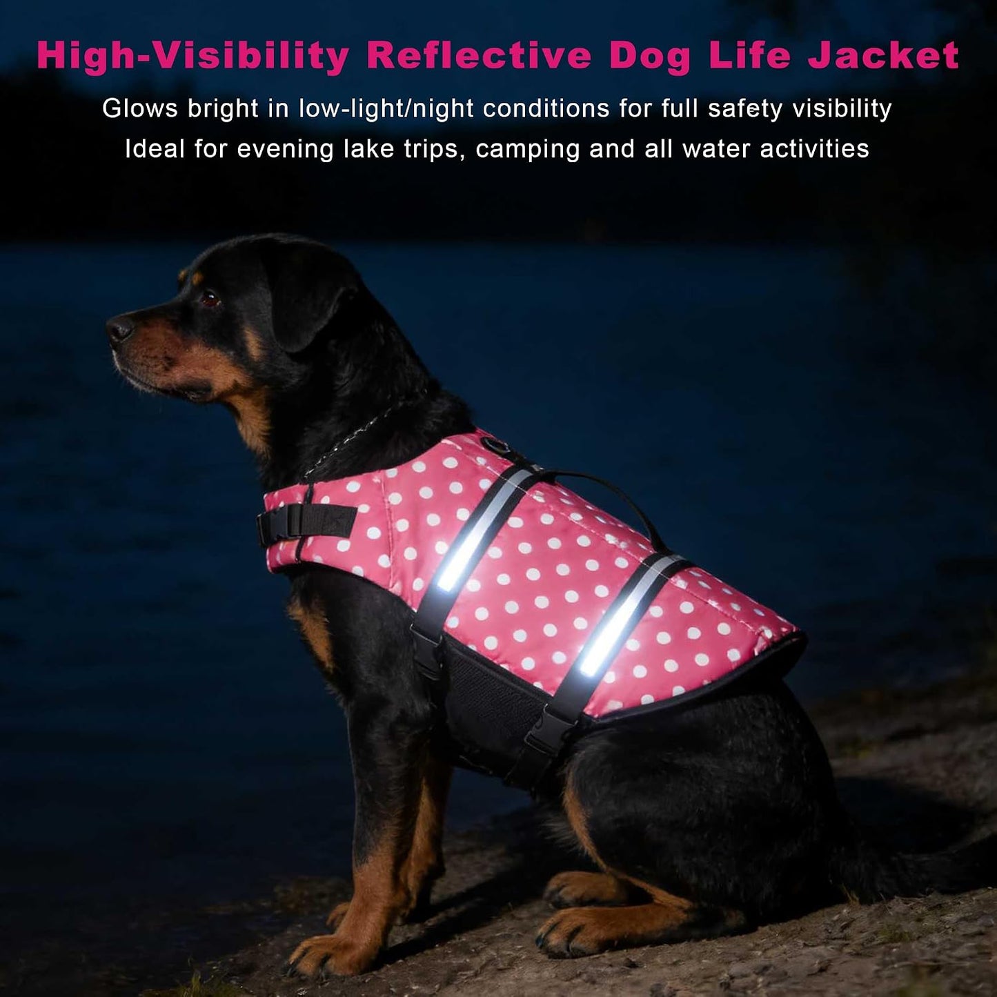 Doglay Dog Life Jacket with Rescue Handle, Dog Life Vest for Swimming Boating, Adjustable Reflective Puppy Swim Vest with Superior Buoyancy for Small Medium Large Dogs