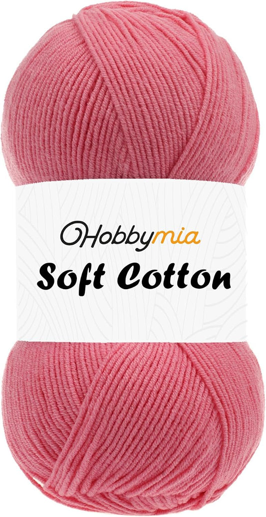 Soft Cotton Blend Crochet Yarn – Sport Weight Yarn for Crochet & Knitting – 100g / 361yds – 55% Cotton 45% Acrylic – Ideal for Amigurumi & Baby Projects (Pink - Bright Pink, 1 Skein)