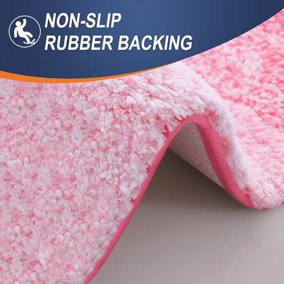 OLANLY Bathroom Runner Rugs Mat 47x20, Extra Soft Absorbent Microfiber Bath Rugs, Rubber Backing, Quick Dry, Washable Long Bath Mats for Bathroom Floor, Tub and Shower, Home Decor Accessories, Pink