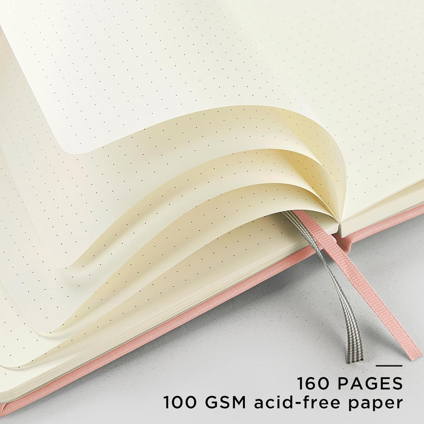 &And Per Se Dotted Journal Notebook, A5 Hardcover Aesthetic Dotted Notebook – 160 Pages 100gsm Thick Dot Grid Paper, 3 Sticker Sheets – Gift-Ready Journaling Kit for Women (Peach Pink)