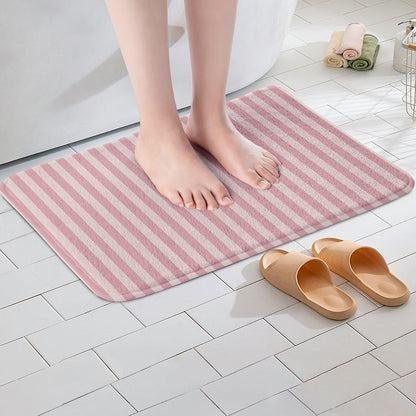 Feelyou Stripes Bathroom Rugs Pink Abstract Bath Mats Geometric Bathroom Accessories Luxury Floor Doormats 16"x24" Soft Microfiber