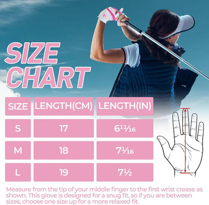 Womens Golf Glove for Left or Right Hand 1 Pack, Breathable Lightweight Ladies Golf Glove with Non-Slip Grip for Women Golfers