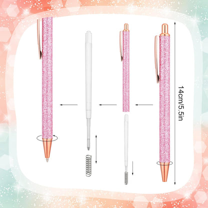 Leinuosen 20 Pcs Ballpoint Pens Comfortable Writing Metal Retractable Black Ink Gift Pens with Medium Point for Office Supplies(Silver, Gold, Dark Pink, Light Pink)