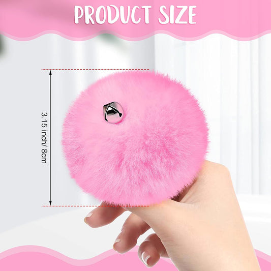 Sumind 2 Pieces Roller Skate Pom Poms with Bells for Women Girls Princess Fluffy Tie on Fuzzy Pompom Puff Balls for Quad Roller Skate Accessories(8 cm,Pink)