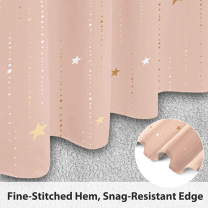 Starry Night Shower Curtain, Waterproof Shower Curtains for Bathroom, Cloth Star Shower Curtain Set with Hooks, Pink Celestial Space Shower Curtains, 72x72 Inches