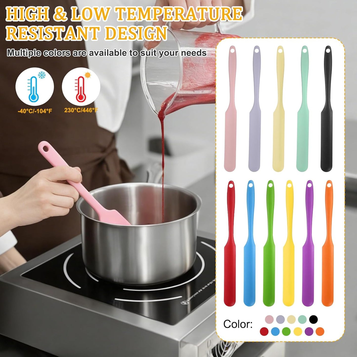 uxcell 4Pcs Silicone Jar Spatulas, 8" Long Handle Thin Spatula Heat Resistant Jam Spreader for Scraping Peanut Butter Sourdough Cake Icing in Bottles Blenders Baking, Light Pink