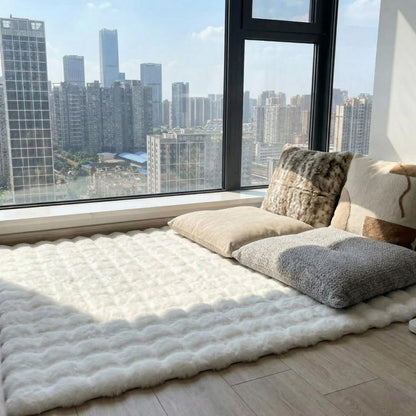 Faux Rabbit Fur Rug, 3D Bubble Fluffy Soft Runner, Rectangle Fuzzy Carpet for Living Room, Bedroom, Machine Washable Shaggy Rug,Soft rRug for Window Sill (Dusty Pink 39.3"×78.7")