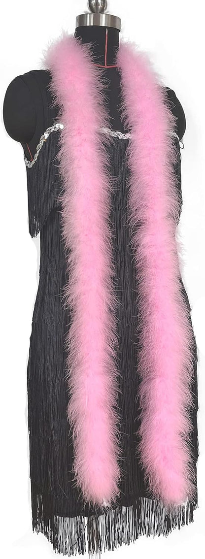 2 Yards 20g Fluffy Marabou Feather Boa for DIY Craft Sewing Trim Home Wedding Party Decoration-Light Pink