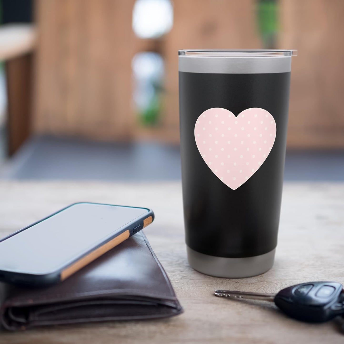 Cute Light Peach Pink Boho Tiny Polka Dot Pattern Minimalist Stainless Steel Insulated Tumbler