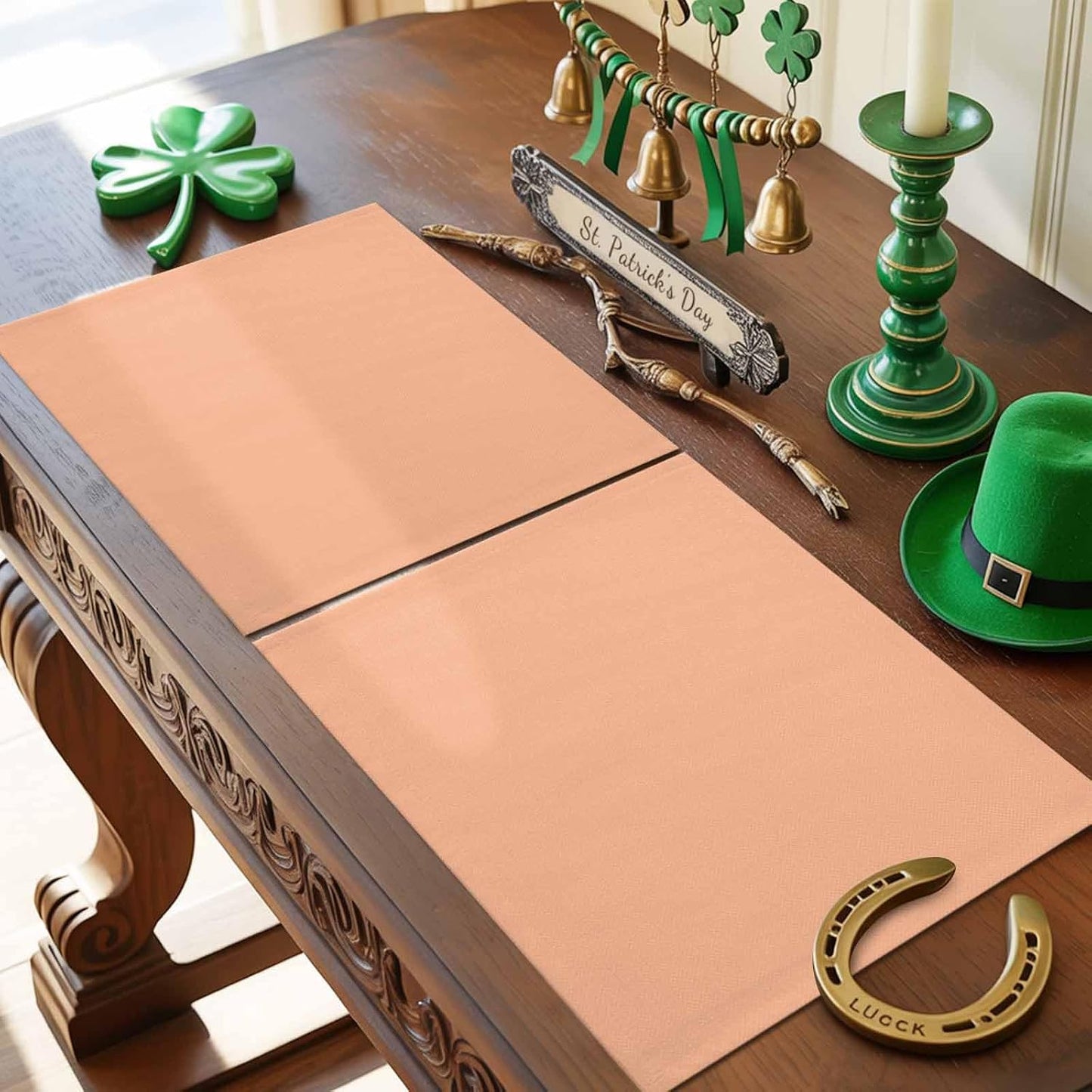 Peach Fuzz Placemats Set of 6 Modern Pure Peach Fuzz Place Mats Indoor Wipeable Table Mats Washable Cloth Dining Table Placemats for Kitchen Holiday Party Home Decor 13x19 Inch