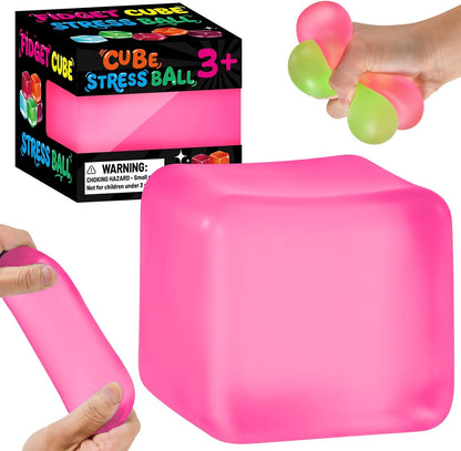 Stress Cube Squishy Fidget Toys, Slow Rising Ice Cube Sensory Stress Balls for Kids Adults Anxiety Relief Squeeze Toy for Classroom Prizes Party Favors (Pink)