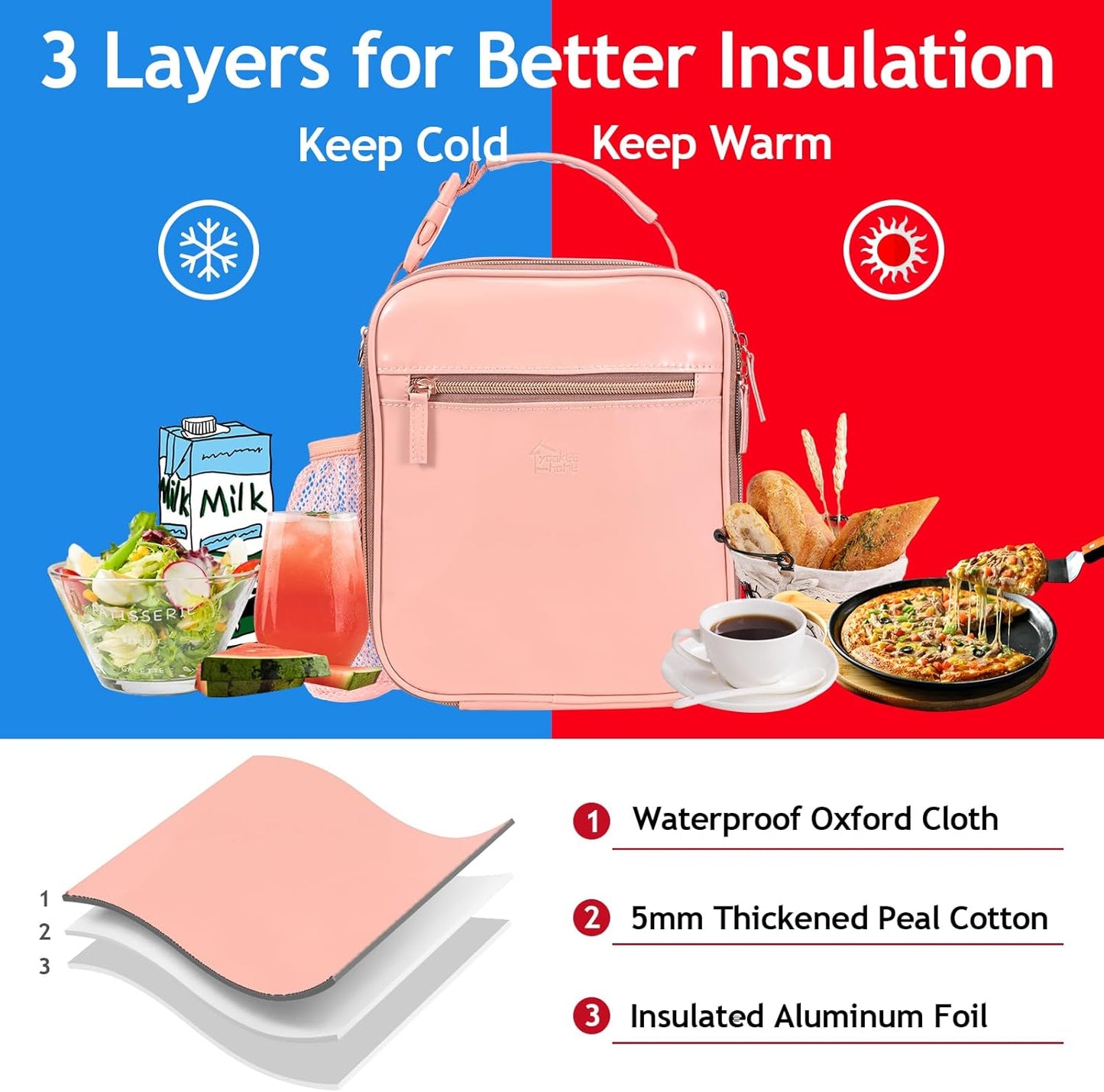 Lunch Box for Kids Lunch Boxes Insulated Lunch Containers Lunchboxes Kids Lunch Bag for Girls Thermal Meal Small Lunch Tote for School Pink