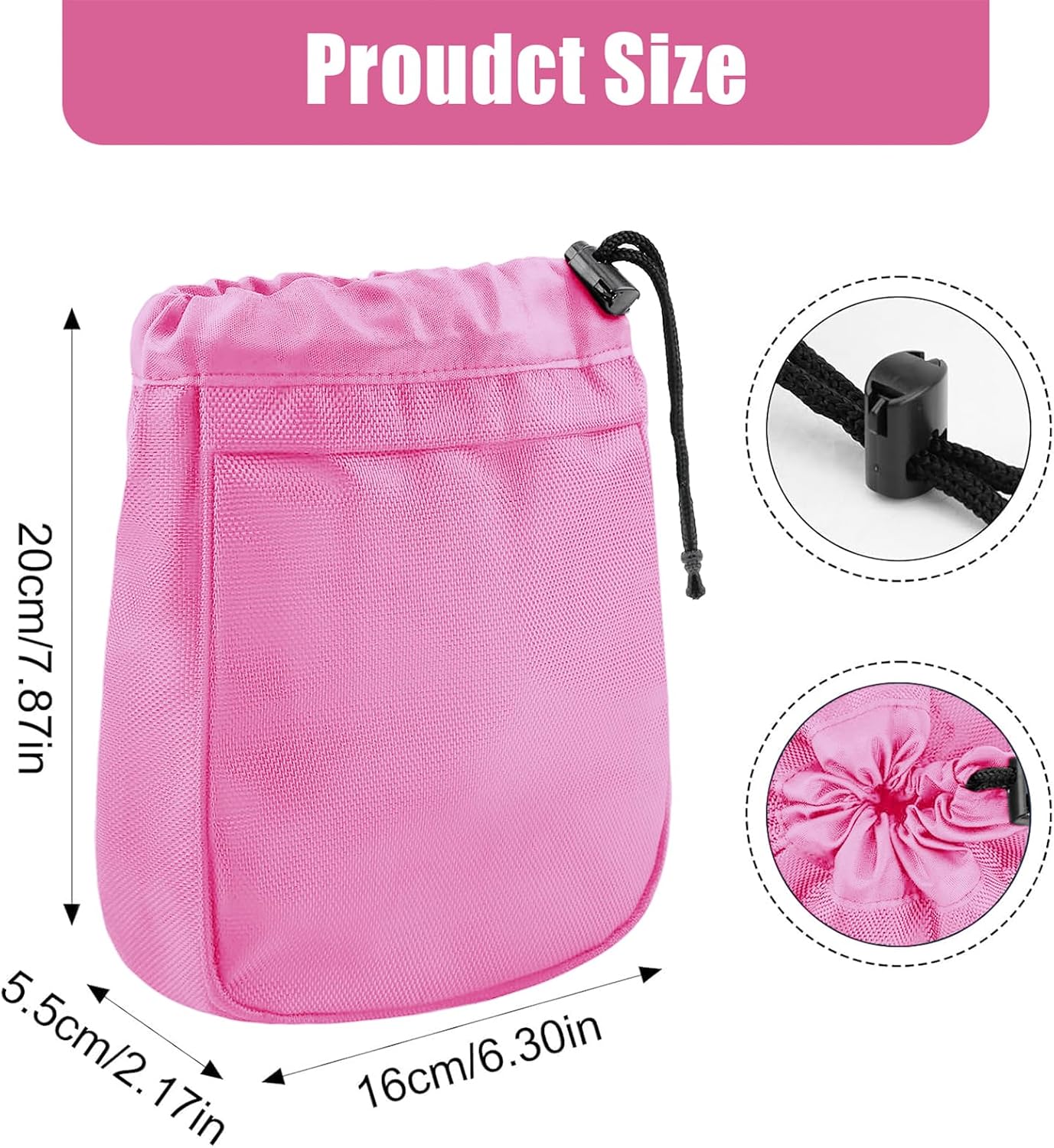 Golf Valuables Pouch,Golf Tee Pouch with Drawstrings,Nylon Golf Accessory Bag for Men & Women (Pink)