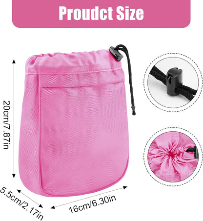 Golf Valuables Pouch,Golf Tee Pouch with Drawstrings,Nylon Golf Accessory Bag for Men & Women (Pink)