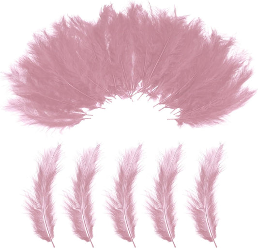 PATIKIL 200 Pack Fluffy Turkey Marabou Feathers,4-6 Inches Peach Pink Natural Turkey Feathers for Crafting Dream Catcher Fringe Trim Fly Tying Party Decorations