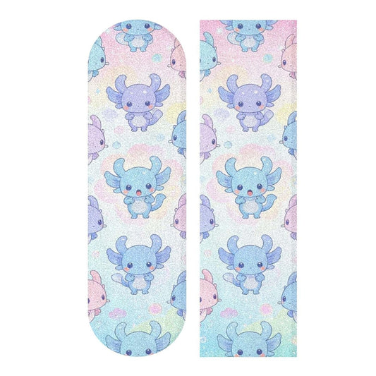 skateboard with grip tape Grippy grip tape for pro scooters Cute Pink Pastel Axolotl Seamless