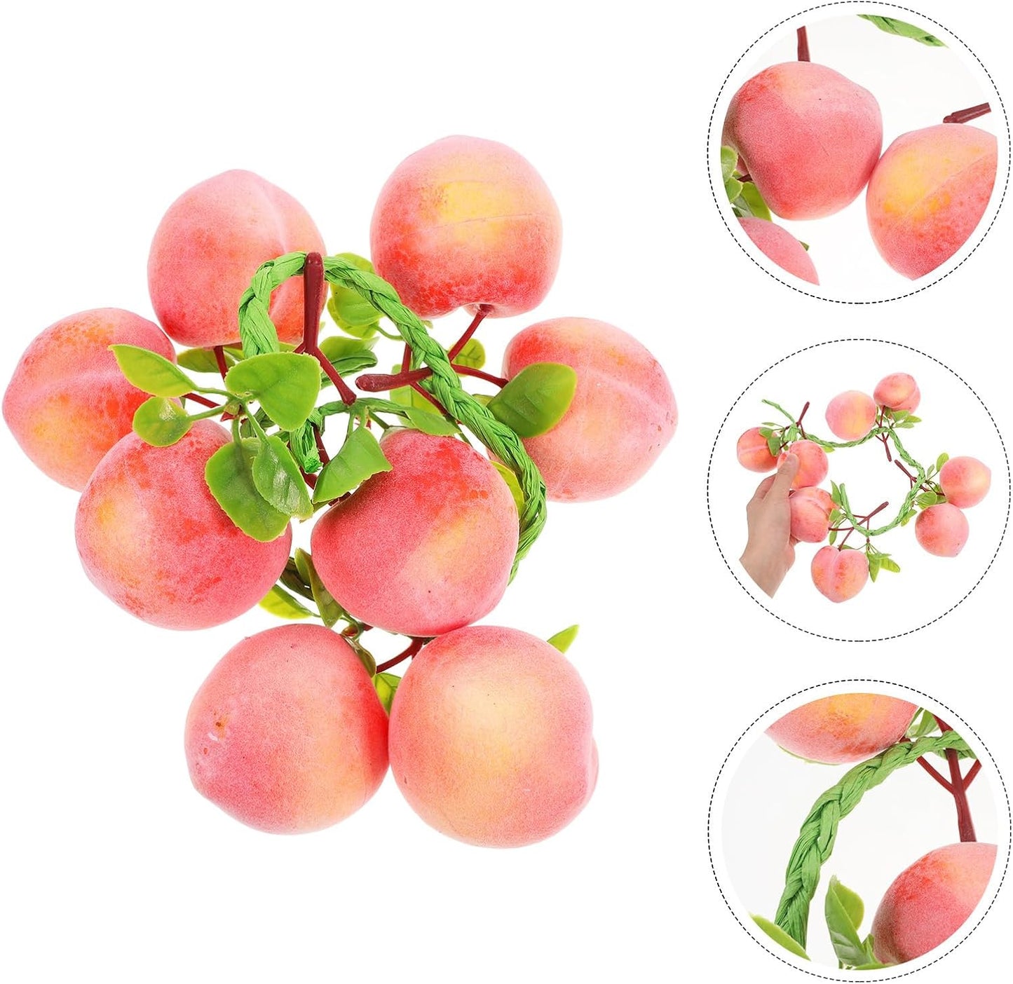 Luxshiny 3Pcs Artificial Peach Hanging Pendants 19.68In Faux Lifelike Simulation Fruit Strings for Home Kitchen Decor Photo Props