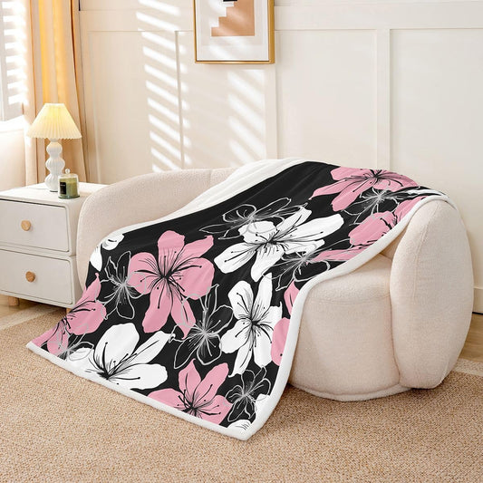 Castle Fairy Peach Blossom Fleece Blanket,Dusty Pink Floral Bed Plush Blanket for Rustic Home Decor,Romantic Vintage Flowers Lightweight Blankets for Sofa Couch,Baby 30"x40"