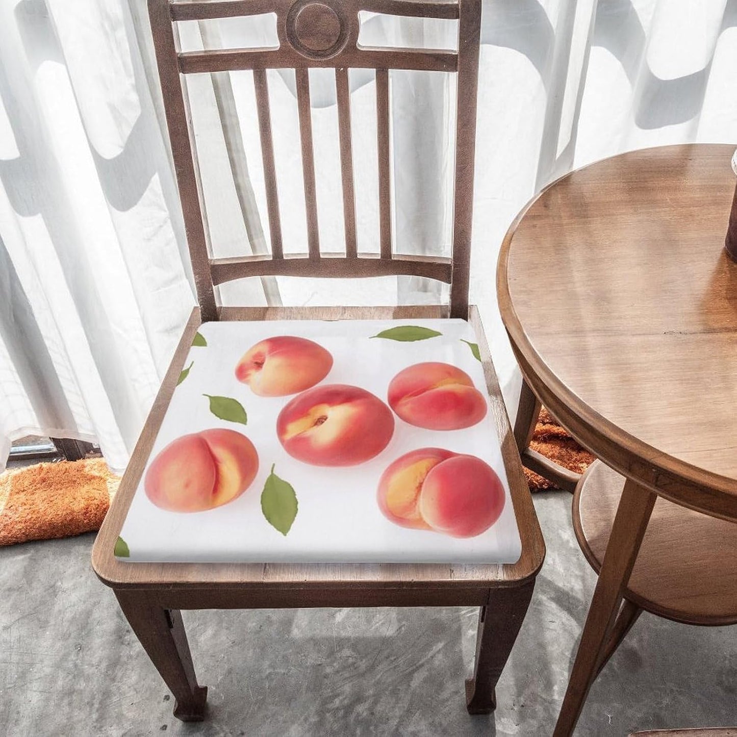 Pink Peach Seat Cushion, Chair Cushion with Zipper and Removable, Machine-Washable Cover,Chair Pad for Bedroom Kitchen Dining Room