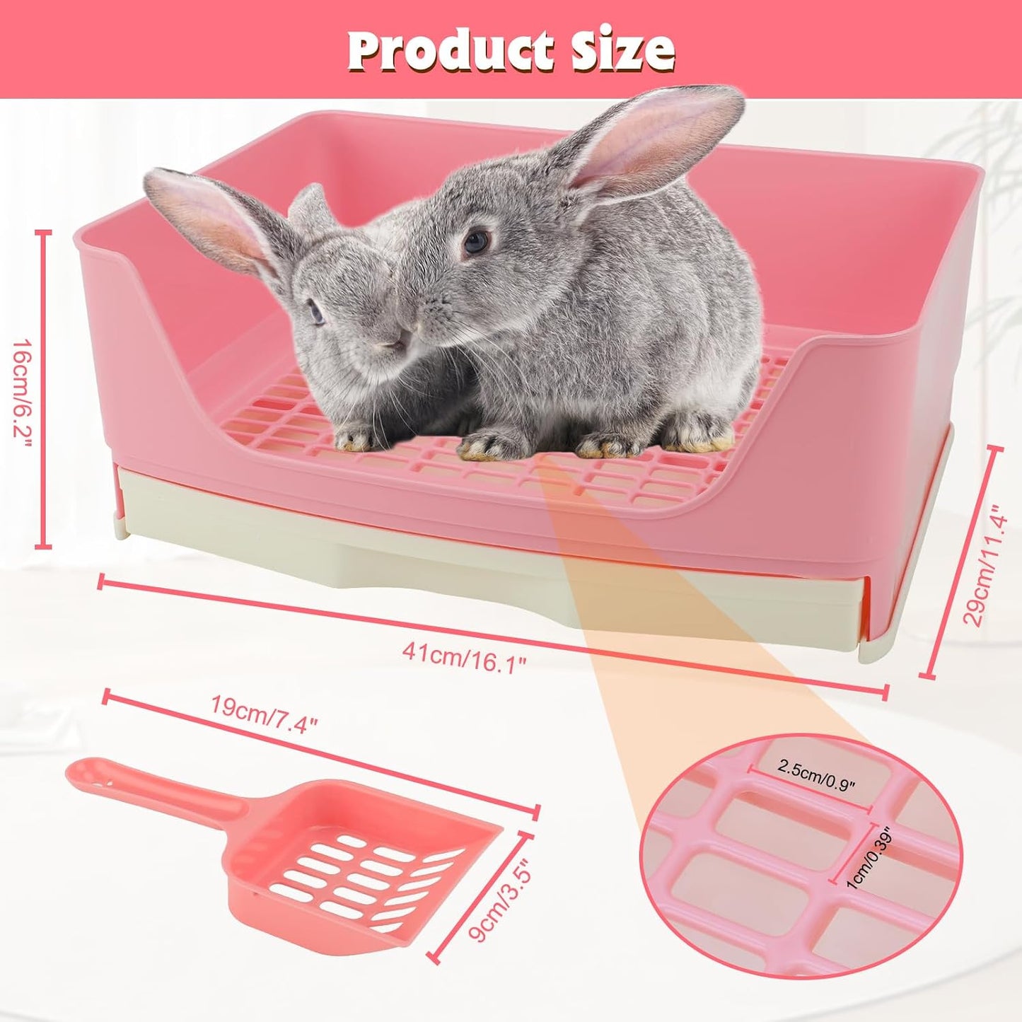 BWOGUE Large Rabbit Litter Box Toilet,Potty Trainer Corner Bedding with Drawer Larger Pet Pan for Adult Guinea Pigs, Rabbits, Hamster, Chinchilla, Ferret, Galesaur, Small Animals(Pink)