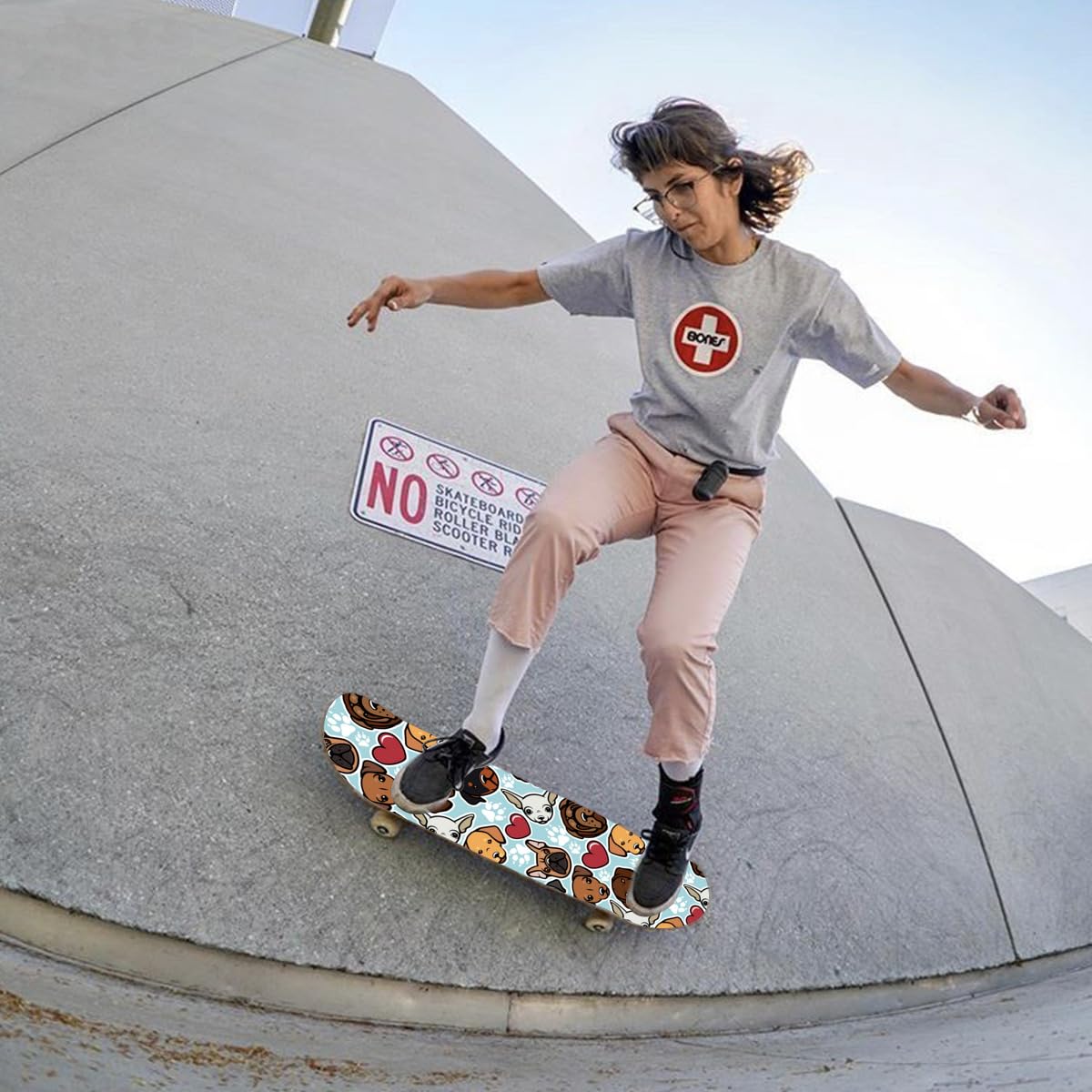 Personalized Skateboard Grip Tape with Photo/Text, Custom Waterproof Scooter Stickers Non-Slip Shockproof Matte Grips, Pink