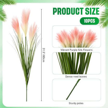 Jexine 15 Pcs Artificial Pampas Grass 31.5" Pink Gradient Faux Pampas Stems with 3 Plumes Each, Fake Plant for Wedding Arch, Aisle Decor, Bridal Shower, Floor Vase Boho Home Decor