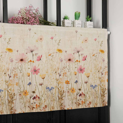 Yellow Pink Floral Valances Window Treatment Farmhouse Decor, Elegant Pastoral Spring Flower Pastoral Rod Pocket Valance Curtains for Living Room, Bedroom, Kitchen, 54" W x 18" L - 1 Panel