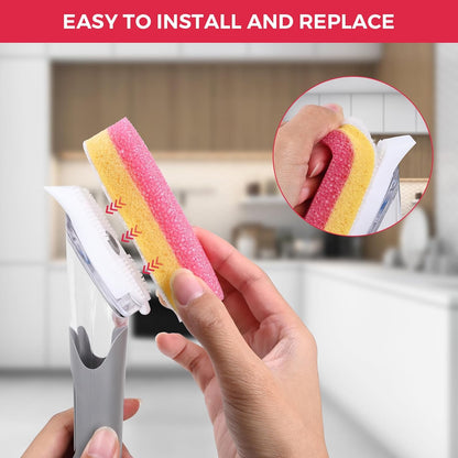 Sponge Refills for Scrub Daddy Dish Daddy - 10 Packs Dish Wand Refills, Scrub Brush Replacement Heads, Dish Brush Replacement Head for Kitchen Cleaning, Pink (Only Sponge Heads)