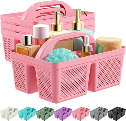 4 Pack Portable Shower Caddy, Integrated Handle, Reinforced Plastic, Organizer Storage Bathroom Supplies and Beauty Products, Cleaning Supplies, Shower Basket for Home, Dorm, Shelf and Cabinet