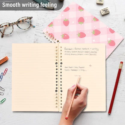EtherSpher A5 size Pastel Peach Strawberry notebook spiral 8.3" x 5.7", wear-resistant school supplies for college 60 sheets for planner&business