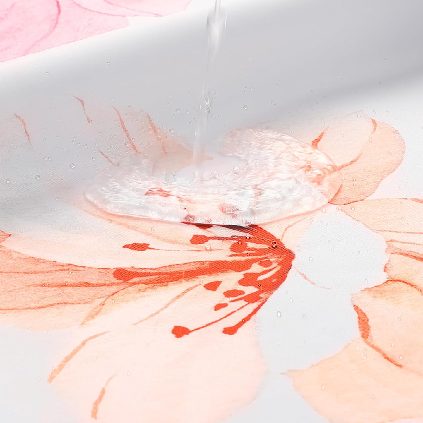 QiyI Watercolor Floral Shower Curtain, Flowers Print Minimalist Bathroom Curtain, Machine Washable Spring Modern Shower Curtains, Waterproof Fabric Shower Curtain Set with Hooks, 72 x 72, Peach Pink