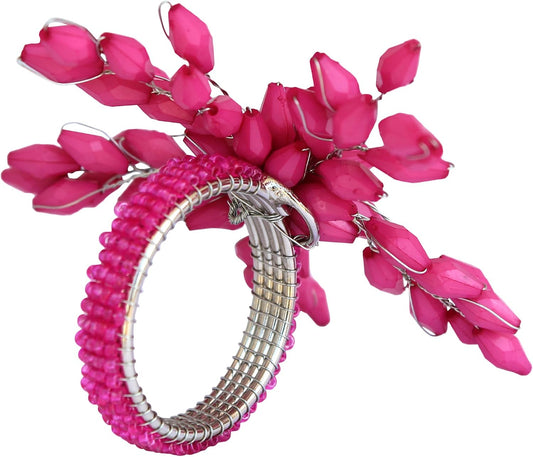 ITOS365 Napkin Rings Set of 12 for Dining Table Decoration Parties Everyday Metal Napkin Holder Leaf Pink (Pack of 12)