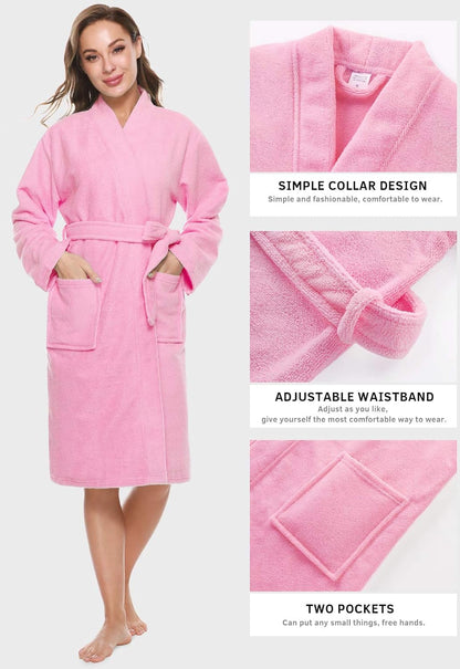 Kniffi Kimono Bathrobe for Women Terry Cloth Robes knee length towel Bathrobe
