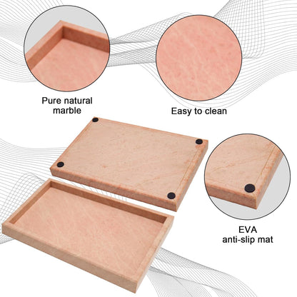 Pure Natural Marble Tray for Bathroom, Dresser, Sink. Cosmetics, toiletries, perfumes, Jewelry, Candles, etc. can be Placed (Cherry Blossom Pink, 12" x 8" x 1.2")