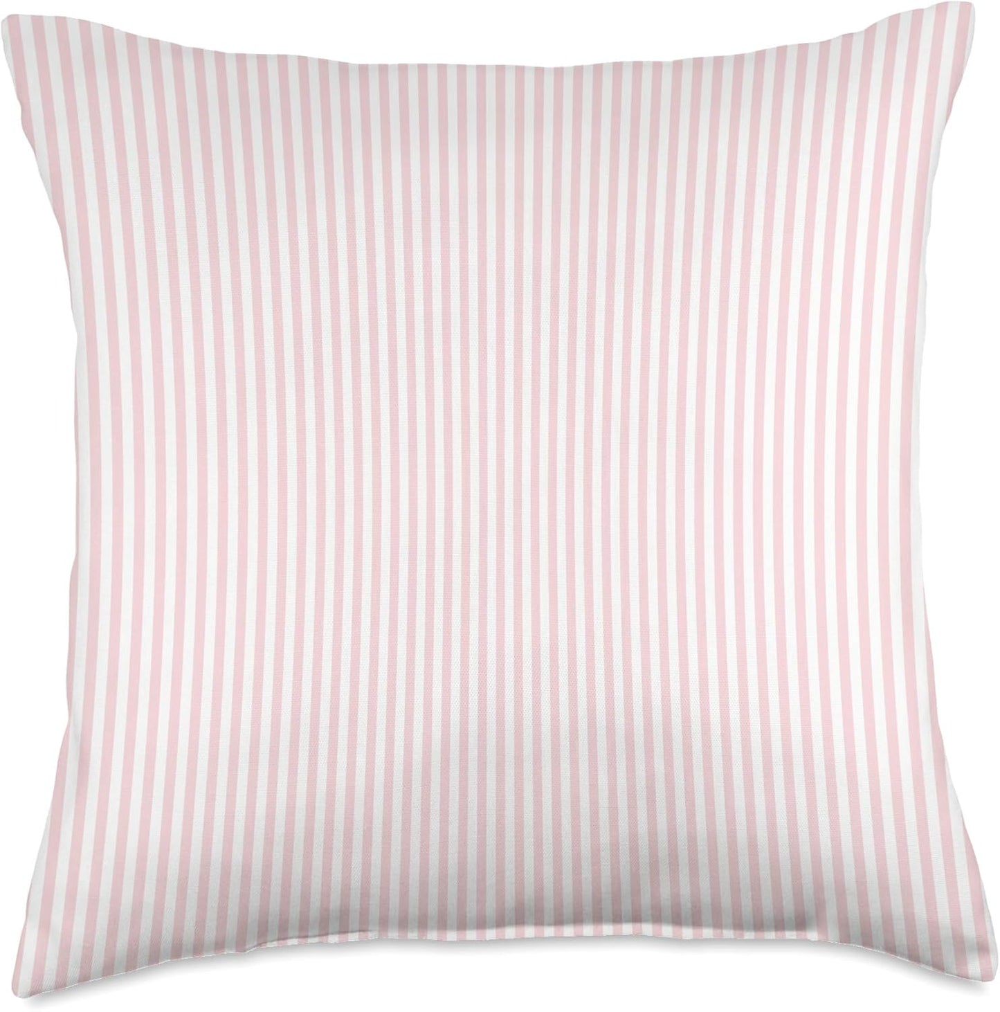 Soft Blush Pink Pinstripe in an English Country Garden Throw Pillow