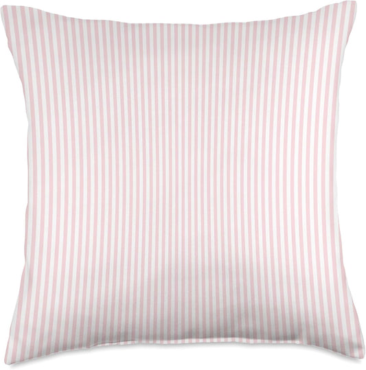 Soft Blush Pink Pinstripe in an English Country Garden Throw Pillow