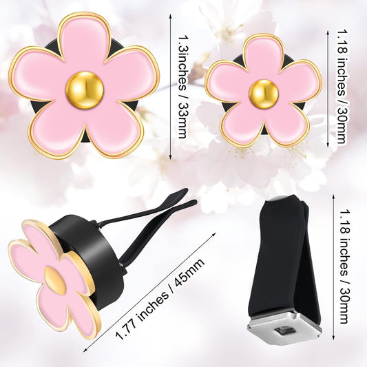 Frienda 6 Pcs Daisy Flower Air Vent Clip Accessories Air Conditioning Outlet Clip Car Air Freshener Dashboard Accessories Charm Car Inter Decor(3 cm, 3.3 cm,Black, Pink, White)