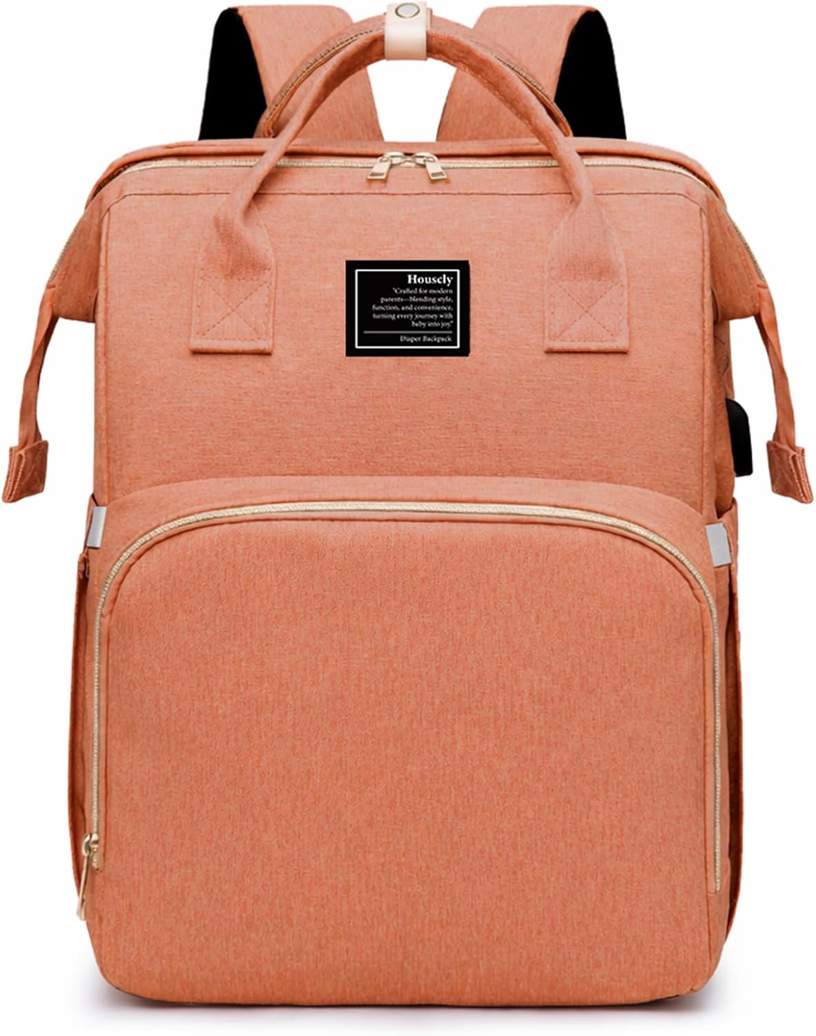 houscly Diaper Bag Backpack with Changing Station: Peach Pink Baby Bags for Girls Boys New Mom Gifts Pañaleras Para Bebe Baby Girl Newborn Essentials Must Haves Baby Shower Gifts Baby Registry