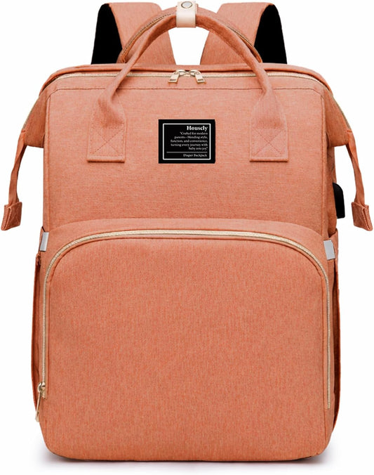 houscly Diaper Bag Backpack with Changing Station: Peach Pink Baby Bags for Girls Boys New Mom Gifts Pañaleras Para Bebe Baby Girl Newborn Essentials Must Haves Baby Shower Gifts Baby Registry